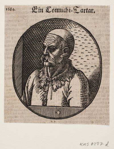 Sakallı ve kalotlu erkek büstü; 3/4 profil sola doğru by Melchior Lorck