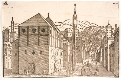 Dış Merdivenli Serbest Minareli Cami by Melchior Lorck