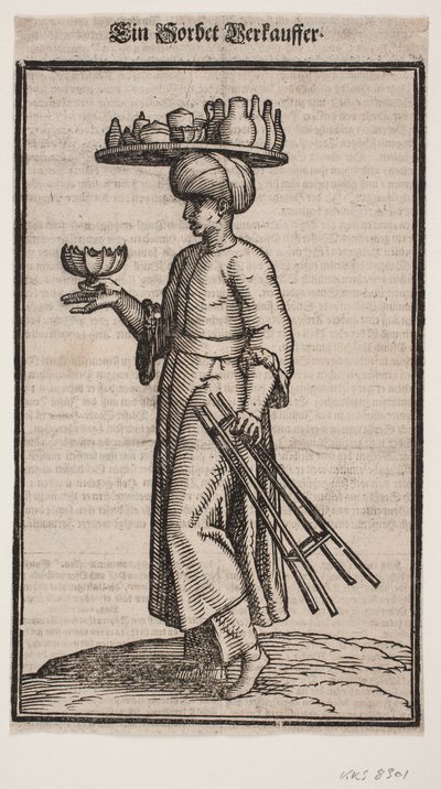 Serinletici içeceklerin seyyar satıcısı, sola doğru yürüyor by Melchior Lorck