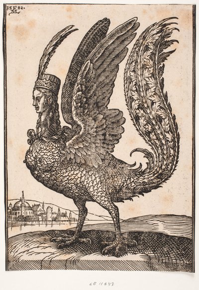 Tanımlanamayan efsanevi hayvan, harpiya veya siren by Melchior Lorck