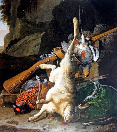 Bir Natürmort Ölü Oyun (tuval üzerine yağlı boya) by Melchior de Hondecoeter