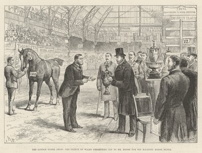 Londra Horse Show, Galler Prensi Hackney Horse Rufus'u için Bay Moore'a Kupa sunuyor by Melton Prior
