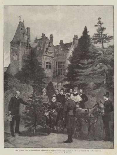 Kraliçe'nin Friedrichshof'taki İmparatoriçe Frederick'i Ziyareti, Majesteleri Kale Alanına Ağaç Dikiyor by Melton Prior