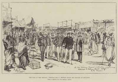 The War in the Soudan, Admiral Sir W Hewett going his Rounds at Souakim  by Melton Prior