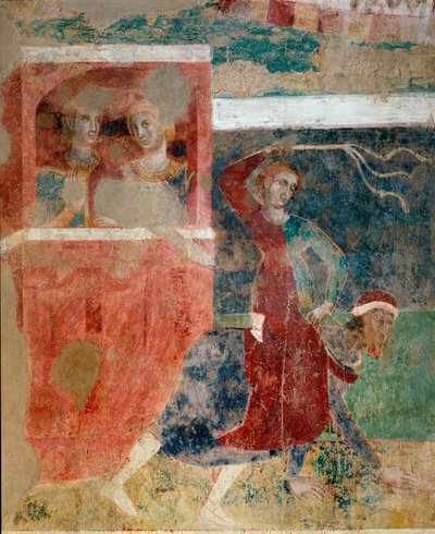 Genç bir adamın aşkın gizemlerine girişindeki iniş çıkışlar, ayrıntılar, 14. yüzyılın başları (fresk) by Memmo di Filippuccio