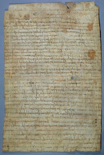 Wadomir (Uuademir) ve eşi Ercamberta tarafından yazılmış belge, c.690-691 (parşömen üzerine kalem ve mürekkep) by Merovingian