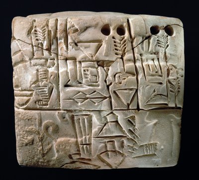Erken Piktografik çivi yazılı tablet, Mezopotamya, Uruk, c.3100-2900 M.Ö. (kil) by Mesopotamian Mesopotamian