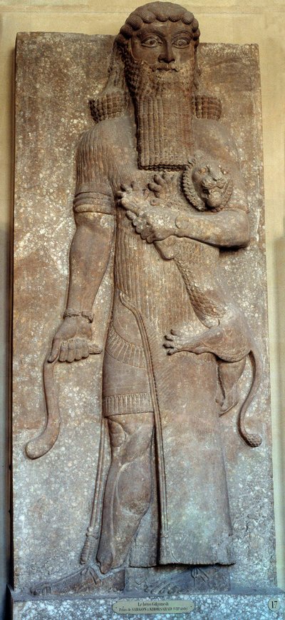 Mezopotamya: “Aslan ustası Sargon heykeli””” dedi “Gılgamış”” Mahkeme Khorsabad (Khunsabad) 8. yüzyıl. Paris, Louvre Müzesi by Mesopotamian Mesopotamian