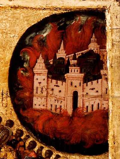 Cennetin Kralının Ev Sahibi Kutlu Olsun Detay: Kazan'da Yangın, 1550'ler by Metropolitan of Moscow Athanasius