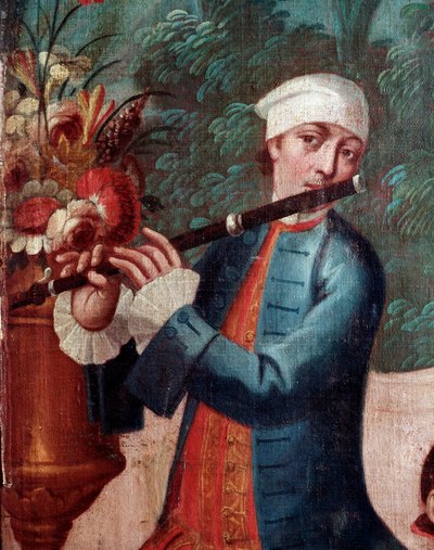 Flüt çalar (Ekran detayı, boyama by Mexican School