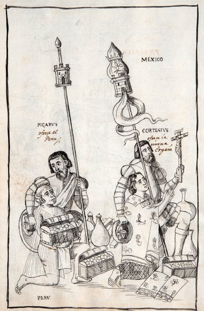 MS Hunter 242 f.248v Picarus (Pizarro) Peru ve Cortesius (Cortes) Nueva Espana