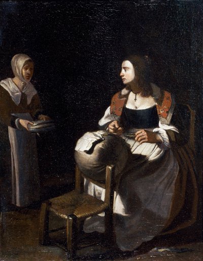 Yastık-dantel makinesi (tuval üzerine yağlı boya) by Michael (attr. to) Sweerts