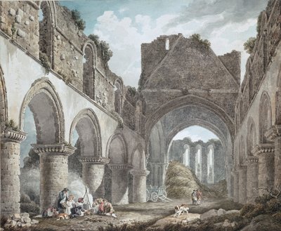 Buildwas Manastırı, Shropshire, c1760-1800 by Michael Angelo Rooker
