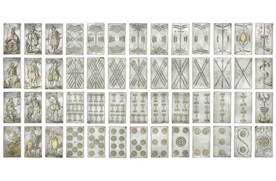 Dört İtalyan takımında kazınmış 52 iskambil kağıdından oluşan son derece nadir bir set, Augsburg by Michael Froemmer