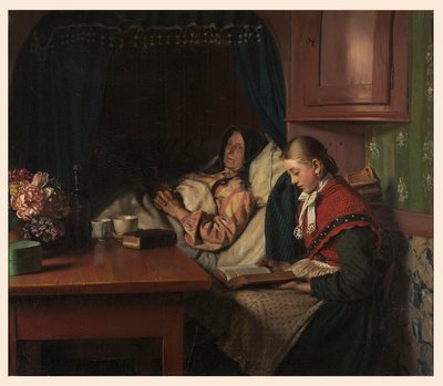 Büyükanneler tarafından hasta yatağı by Michael Peter Ancher