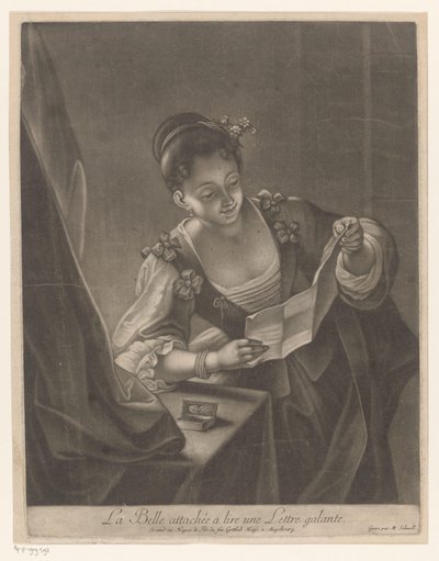 Brieflezende jonge vrouw Beauty, cesur bir mektubu okumak için iliştirildi (nesne üzerindeki başlık) by Michael Schnell