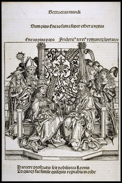 Papa II. Pius ile Almanya İmparatoru III.Frederick arasında, yaklaşık 1493. by Michael Wolgemut