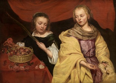 İki Kız Aziz Agnes ve Aziz Dorothea, c. 1650. by Michaelina Wautier