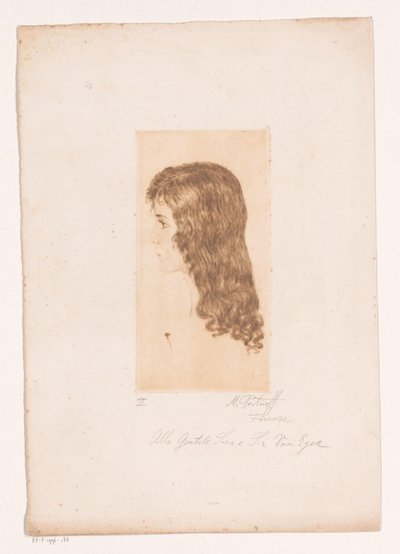 Uzun saçlı ve profilli kızın kafası by Michal Portnoff (signed by artist)