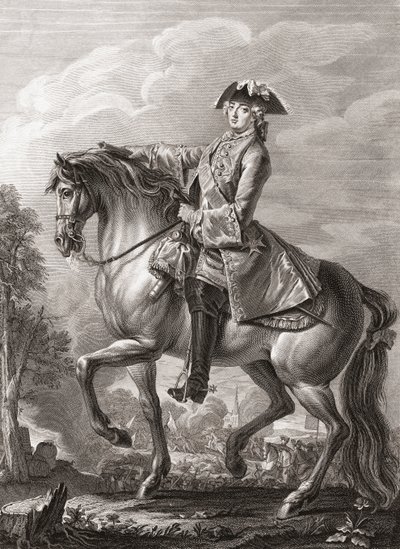 Fransa Kralı XV. Louis, binicilik portresi. by Michel Aubert