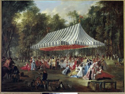 Parkta ziyafet. (tuval üzerine yağlı boya by Michel Barthelemy Ollivier or Olivier