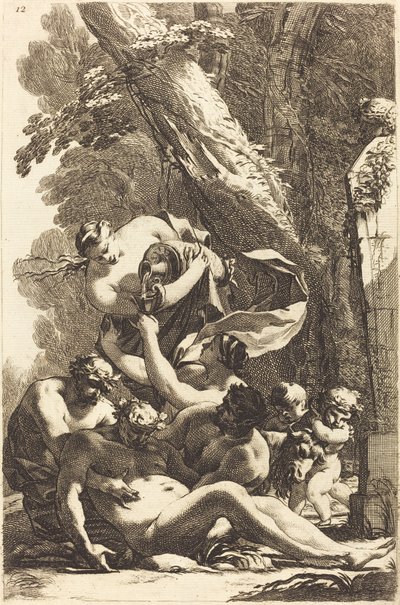İki Faun Tarafından Desteklenen Sarhoş Silenus by Michel Dorigny