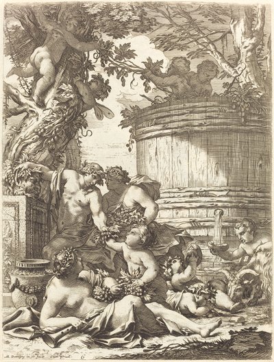 Üzümlü Putti ve Oturan Bacchante by Michel Dorigny