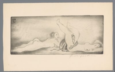 Exlibris van Gianni Mantero MG (nesne üzerindeki başlık) by Michel Fingesten (signed by artist)