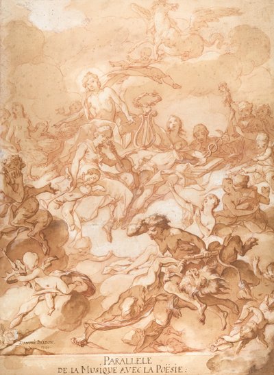 Müzik ve Şiiri Karşılaştıran Bir Alegori, 1740. by Michel Francois Dandre Bardon