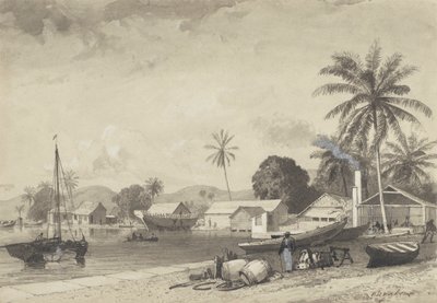 Corbeaux Kasabası, İspanya Limanı by Michel Jean Cazabon