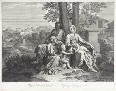 Elizabeth ve Vaftizci Yahya ile Kutsal Aile by Michel Natalis