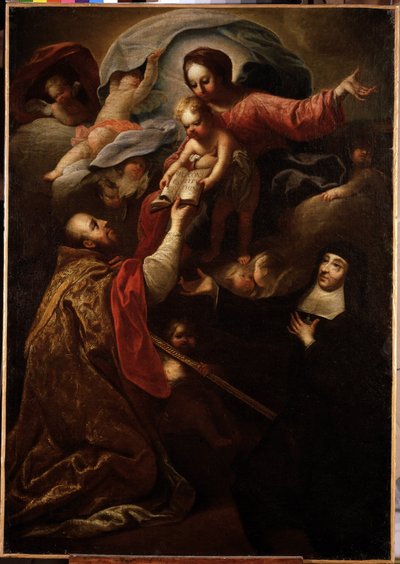 Bakire ve Çocuk, Aziz François de Salles ve Aziz Joan of Chantal (resim) by Michel Serre
