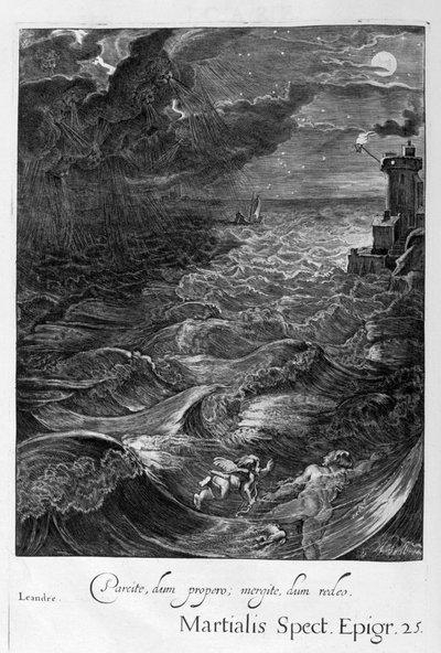 Leander, Kahraman Metresi ile Karşılaşmak için Hellespont