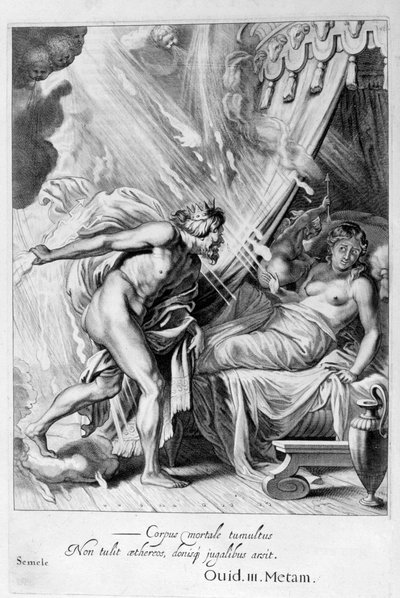 Semele Jüpiter ateşi tarafından tüketilir, 1655 by Michel de Marolles