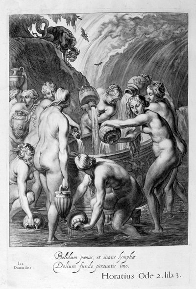 Danaides, sıkılmış gemileri suyla doldurmaya mahkum, 1655 by Michel de Marolles