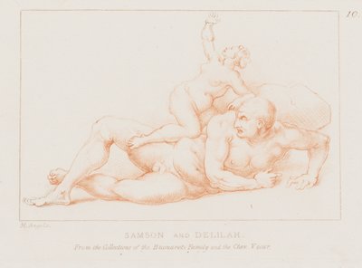 Samson ve Delilah (gravür) by Michelangelo (after) Buonarroti