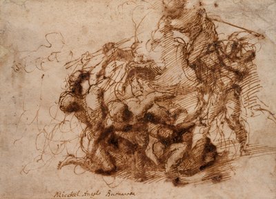 Bir Savaş Sahnesi, 16. yüzyılın başlarında. by Michelangelo Buonarroti