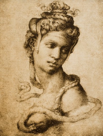 Kleopatra, Michelangelo tarafından Tommaso Cavalieri için çizildi. Casa Buonarroti, Floransa by Michelangelo Buonarroti