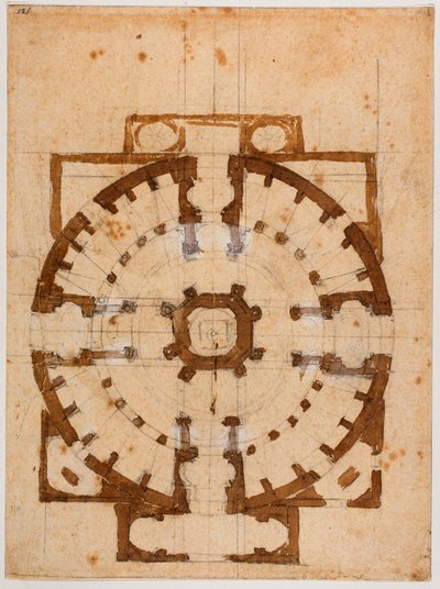 San Giovanni dei Fiorentini için kat planı by Michelangelo Buonarroti