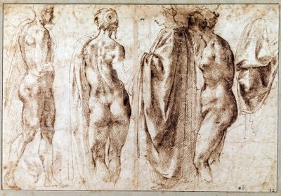 Dört ayakta figür ve bir örtüden oluşan grup Michelangelo Buonarroti dit Michelangelo