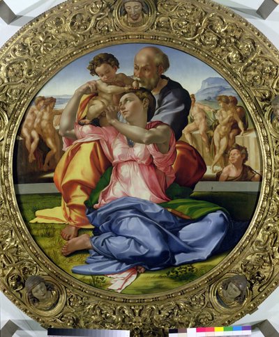 Aziz John ile Kutsal Aile (Doni Tondo) 1504-05 (ayrıca bkz. 30103) by Michelangelo Buonarroti