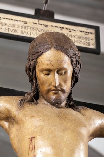 Kutsal Ruh Haçı, yaklaşık 1493, Michelangelo (1475-1564), detay, çok renkli ahşaptan heykel, Floransa