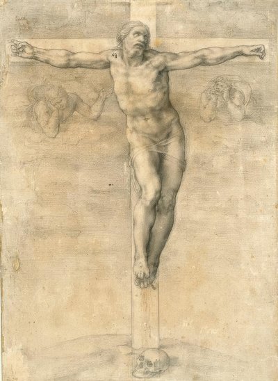 İki melekle çarmıha germe by Michelangelo Buonarroti