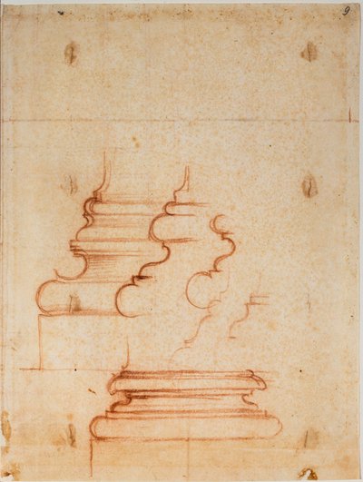 Yeni Ayazma için sütun kaideleri, el yazısıyla yazılmış kitabeler by Michelangelo Buonarroti