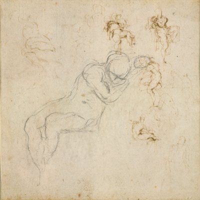 Recto: Sekiz Figür Çalışmaları. Verso: Şekil Çalışması, c1490-1560 by Michelangelo Buonarroti