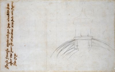 Fener ve Kubbenin Birleşimini ve Aziz Petrus için diğer Çalışmaları gösteren kroki, c1490-1560 by Michelangelo Buonarroti