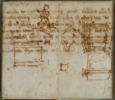 Hafif Mimari Eskizler ve küçük bir Figür Çalışması, 15. yüzyılın sonu ile 16. yüzyılın başları by Michelangelo Buonarroti