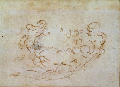 Venüs ve Aşk Tanrısı Çalışması by Michelangelo Buonarroti