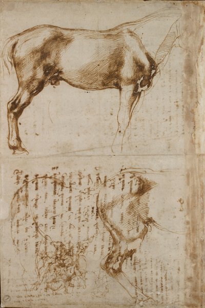 Bir At ve Piyadelere Saldıran Süvari Çalışmaları, 16. Yüzyıl Başları by Michelangelo Buonarroti
