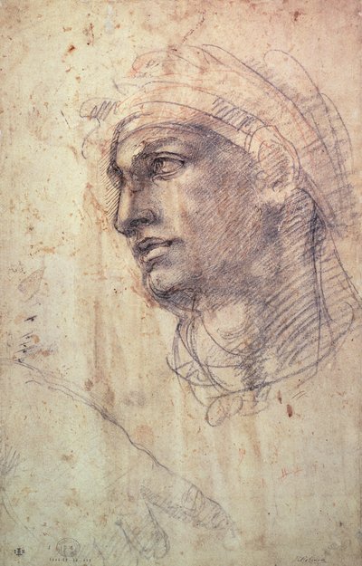 Bir Kafa Çalışması (kağıt üzerinde kömür) by Michelangelo Buonarroti